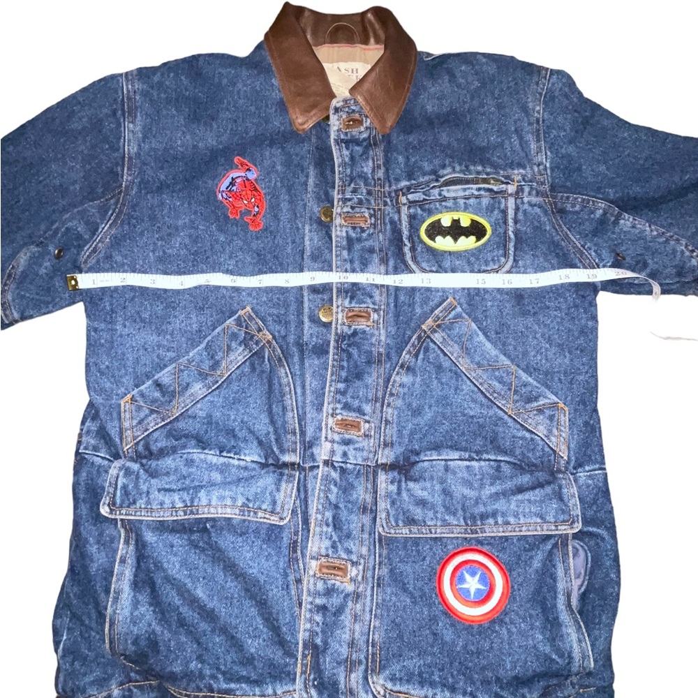 Ash Creek Trading Denim Jacket Lined Superhero Patch ‎ Small - Picture 7 of 16